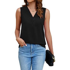 Blooming Jelly Womens Tank Tops Dressy Sleeveless Blouses Business Casual Tank Shirts V Neck Cami Summer Basic Camisole