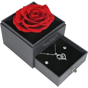 GLAMOUR BOUTIQUE Preserved Real Rose in a Gift Box with Enchanted Flower Gift Set, Gifts for Her, Gift for Mom, Daughter, Wife for Valentines Birthday Graduation - Pink