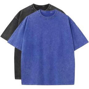 2/3 Pcs Oversized T-Shirts Cotton Washed Vintage Tee Loose Fit Short Sleeve Casual Solid Colors Tshirts for Men Women