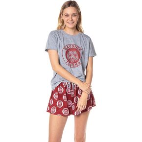 INTIMO Saved By The Bell Womens' Bayside Tigers High Logo Sleep Pajama Set Shorts