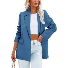 سترة نسائية كاجوال مفتوحة من الأمام من OUGES بأكمام طويلة وأزرار للعمل والمكتب كبيرة الحجم in Kuwait