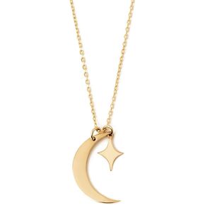 GELIN Moon and Star Necklace in 14K Solid Gold | 14K Real Gold Crescent Moon Pendant Necklace