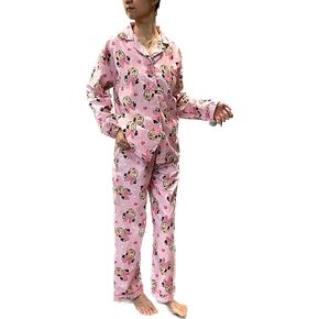 EDecor Pink Women's Pajama 100% Cotton Long Sleeve Button-Down Pajama Sets Slim-fit Size Large, Red, L in Kuwait
