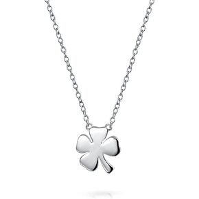 Bling Jewelry Personalize Romantic Flower Open Hearts Lucky Four Leaf Clover Stud Earrings Pendant Necklace For Women Teens 14K Yellow Gold Plated .925 Sterling Silver