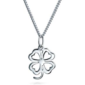 Bling Jewelry Personalize Romantic Flower Open Hearts Lucky Four Leaf Clover Stud Earrings Pendant Necklace For Women Teens 14K Yellow Gold Plated .925 Sterling Silver