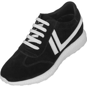 أحذية CALTO الرجالية غير المرئية لزيادة الارتفاع - أحذية رياضية كاجوال برباط من الجلد السويدي - طول 2.8 بوصة in Kuwait