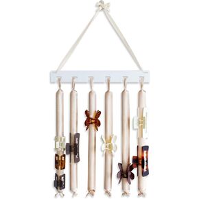 منظم مشبك مخلب معلق من هيش، منظم حامل مشبك شعر مغطى بالساتان للجدار/الباب/الخزانة، عرض تخزين بمشبك مخلب مثبت على الحائط للنساء والفتيات (بني) in Kuwait