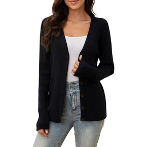 Cardigan for Women Button up Cardigan Sweaters Ribbed Knit Cardigans V Neck Open Long Sleeve Cardigan for Fall Winter