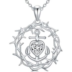 ZPMMPZ Anchor Necklaces 925 Sterling Silver Graduation Gifts Sailboat Necklaces Faith Hope Love Inspirational Crystal Sailor Necklaces Navigation New Beginnig Jewelry for The Person You Love Deeply
