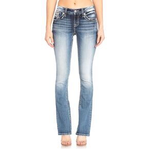 Miss Me Women's Tombstone Embroidered Pocket Bootcut Jeans
