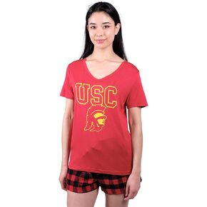 Ultra Game NCAA Women's Sleepwear Soft T-Shirt & Flannel Shorts Loungewear Pajama Set