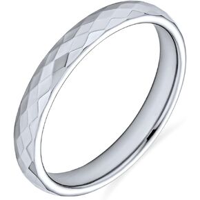 Bling Jewelry Unisex Couples Multi Faceted Prism Cut Titanium Wedding Band Rings For Men For Women Silver Tone Comfort Fit Medium Width 3 5 6 8MM
