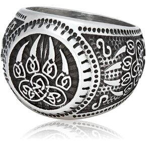 Stainless Steel Celtic Knot Bear Paw Ring Viking Berserker Bear Spirit Ring Norse Protection Jewelry Men Women