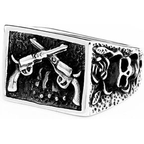 Gothic Retro Vintage Punk Biker Ring for Men Teen Boys,316L Stainless Steel Cocktail Party Easter Halloween Rings Jewelry Gift for Boyfriends Him