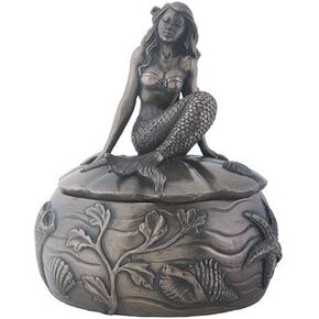 YTC Antique Bronze Mermaid Adella Embellished Trinket and Jewelry Box