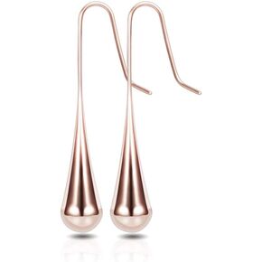 Stainless Steel Puffed Teardrop Dangle Earrings Simplify Thread Drop Earrings for Women Girls