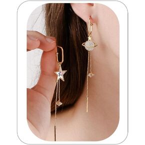 CSIYANJRY99 أقراط كريستال على شكل فراشة شرابة ثلاثية الأبعاد طويلة شرابة كوكب غير متناظرة أقراط متدلية للنساء والفتيات in Kuwait