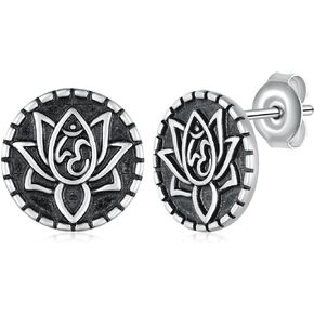Mandala Studs Earrings 925 Sterling Silver Lotus earrings Flower Stud Earrings Birthday gift Lotus Jewelry for Women Girl