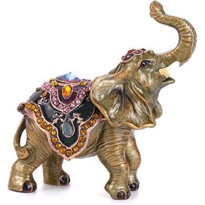Hand Painted Enameled Cute Cat Trinket Box, Hinged Unique Mini Ring Necklace Jewelry Organizer, Classical Bejeweled Storage, Figurine Collectible Keepsake Home Decor (Cat on Book)
