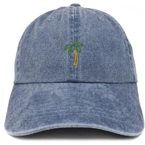 Trendy Apparel Shop Palm Tree Embroidered Washed Cotton Adjustable Cap