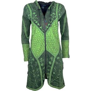 Agan Traders Women's Bohemian Patch Distressed Rib Outwear Long Coat Jacket