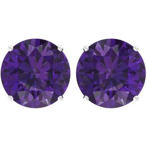 Round Stud Earrings, Cubic Zirconia 6mm Birthstone Earrings, 925 Sterling Silver Stud Earrings, Birthstone Earrings for Girls and Women