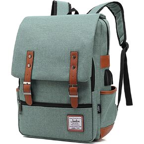 Vintage Backpack College School Rucksack Unisex Laptop Daypack with USB Charging Port and Headphone Jack Black in Kuwait