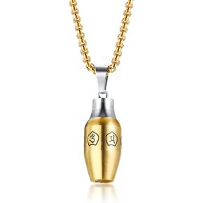 FPHNUY Stainless Steel Om Mani Padme Hum Buddhist Urn Necklace for Ashes,Buddhism Six-Word Mantra Openable Bottle Container,Ashes Holder Pendant,Memorial Ashes Keepsake Cremation Jewelry
