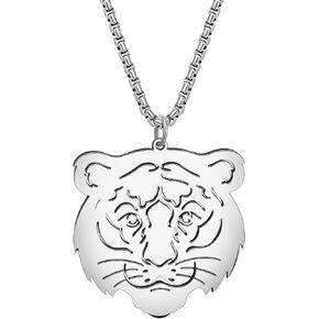 YAYAKO Tiger Necklace Pendant Chain Stainless Steel Wild Animals Fashion Jewelry Tiger Gifts for Women Girls Charms