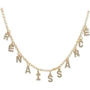 Renaissance Necklace Rhinestones Merch Inspired Fans Gift for Women Men Girls Boys Letters Pendant Necklace