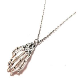 Halloween Gothic Skeleton Hand Skull Dangle Drop Earring Claw Palm Choker Collar Pendant Necklace Ear Stud for Women Girl Teen Punk Rock Cosplay Halloween Costume Jewelry Set
