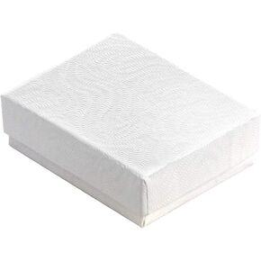 888 Display - Pack of 100 Boxes of 2 5/8" x 1 1/2" x 1"H White Swirl Eggshell Finish Cotton Filled Jewelry Boxes