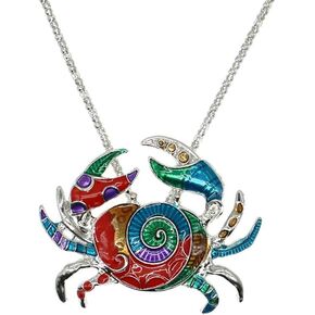 HSQYJ Charm Colorful Enamel Sea Animal Necklace Silver Tone Cute Enamel Choker Sea Crab Fashionable Necklaces for Women Girls Unique Jewelry Gift and Souvenir