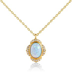 14K Gold Plated Layering Necklaces for Woman Girls Created Opal CZ Crystal Charm Adjustable Layered Necklace with Extention Chain Hypoallergenic Trendy Fashion Jewelry