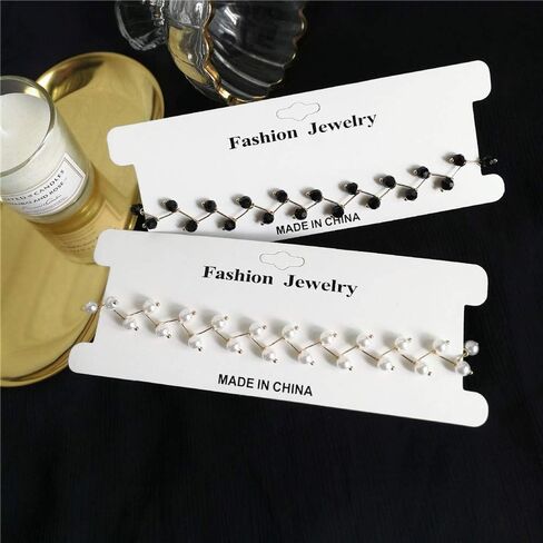 قلادة تشوكر بسلسلة من اللؤلؤ الأبيض والأسود إلى الترقوة للنساء والفتيات in Kuwait