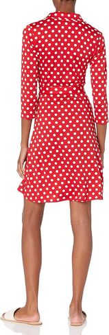Star Vixen Women's 3/4 Sleeve Faux Wrap Dress with Collar in Saudi Arabia
