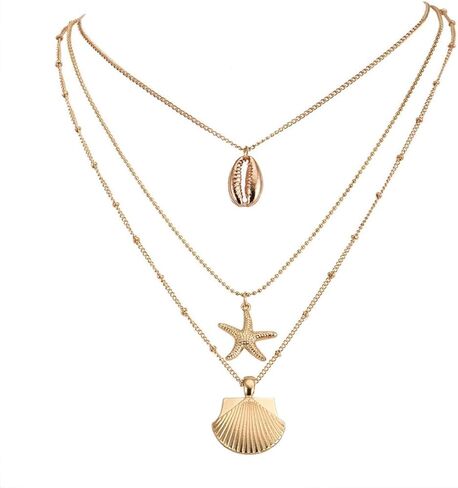 COLORFUL BLING White Puka Shell with Boho Star Necklace Coin Neck Chain Choker Pendant, Mermaid Half Transparent Shell Earring, Hawaiian Style Clam Chip Surfer Necklace in Saudi Arabia