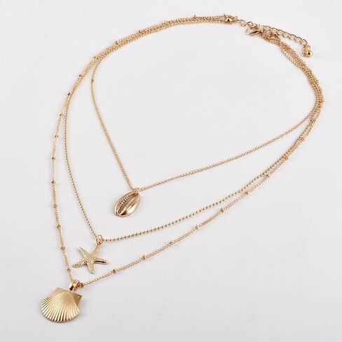 COLORFUL BLING White Puka Shell with Boho Star Necklace Coin Neck Chain Choker Pendant, Mermaid Half Transparent Shell Earring, Hawaiian Style Clam Chip Surfer Necklace in Saudi Arabia