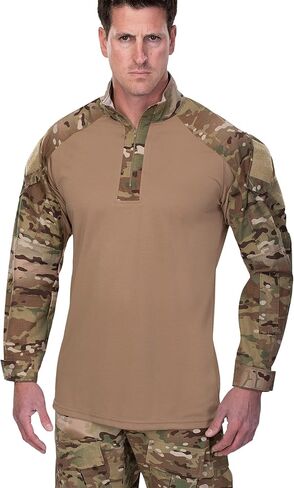 Vertx Men's Recon Combat Shirt Long Sleeve, Breathable Tactical Top Mini Rip-Stop Fabric, with Quarter Zip, Bicep Pockets in Kuwait
