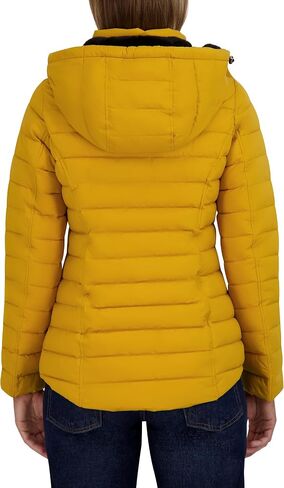 Nautica Women's Short Stretch Puffer Jacket with Fur Hood in Saudi Arabia