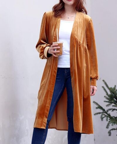 Kedera Women's Long Velvet Cardigan Jacket Oversized Casual Long Sleeve Open Front Maxi Duster in Saudi Arabia