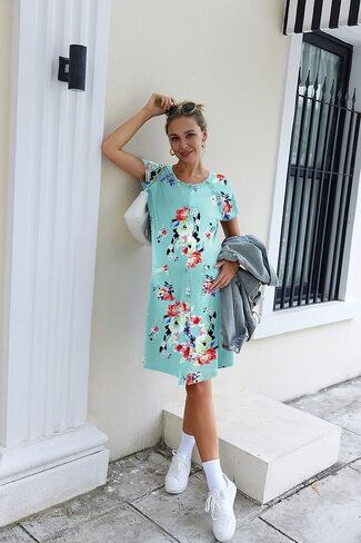 Ekouaer Maternity Hospital Gowns Delivery/Labor/Nursing Nightgown Women's Pregnancy Gown Sleepwear for Breastfeeding Light Blue&Pink Flower M in Saudi Arabia