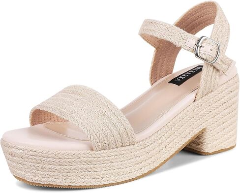 mikarka espadrilles صنادل منصة للنساء مفتوح اصبع القدم حزام الكاحل كعب مكتنز الراحة في الهواء الطلق صنادل عادية فستان أحذية في منتجع الشاطئ الصيفي in Kuwait