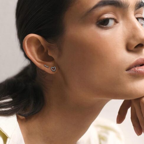 ChicSilver 925 Sterling Silver Cubic Zirconia Bar, Heart, Lightning Bolt, Moon and Star Stud Earrings for Women in Kuwait