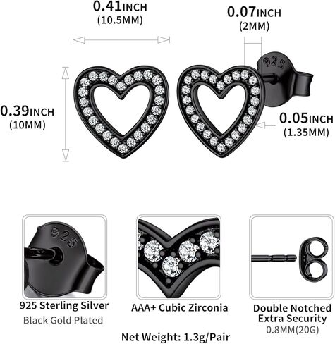 ChicSilver 925 Sterling Silver Cubic Zirconia Bar, Heart, Lightning Bolt, Moon and Star Stud Earrings for Women in Kuwait
