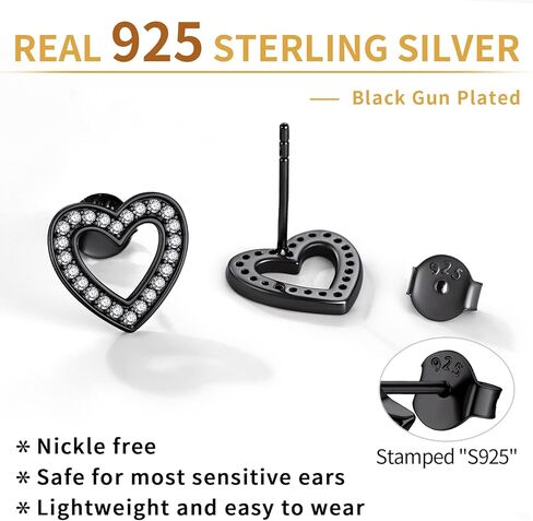 ChicSilver 925 Sterling Silver Cubic Zirconia Bar, Heart, Lightning Bolt, Moon and Star Stud Earrings for Women in Kuwait