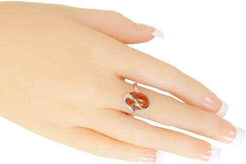 HolidayGiftShops Sterling Silver and Baltic Honey Amber Adjustable Ring Sunshine in Kuwait