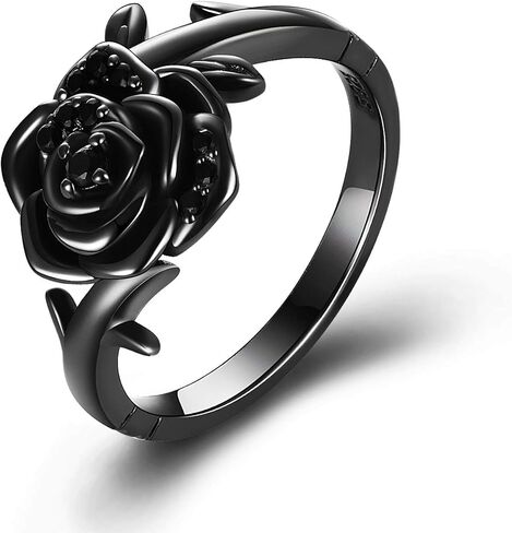 VENACOLY فضة خواتم سوداء للنساء القوطية الوردي/الجمجمة/أجنحة خواتم للنساء مجوهرات القوطي هدية للنساء in Kuwait