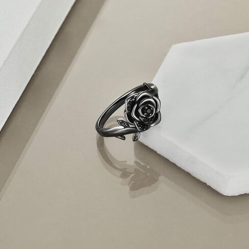 VENACOLY فضة خواتم سوداء للنساء القوطية الوردي/الجمجمة/أجنحة خواتم للنساء مجوهرات القوطي هدية للنساء in Kuwait