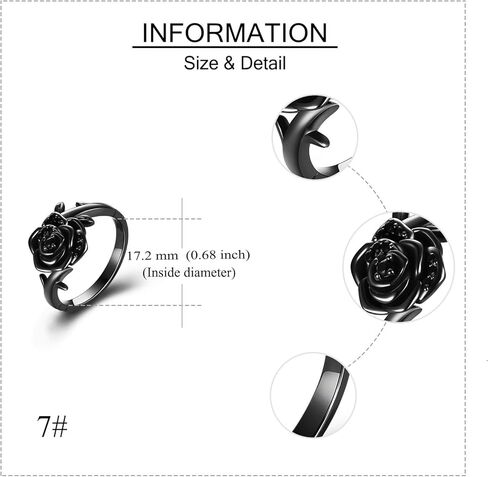 VENACOLY فضة خواتم سوداء للنساء القوطية الوردي/الجمجمة/أجنحة خواتم للنساء مجوهرات القوطي هدية للنساء in Kuwait